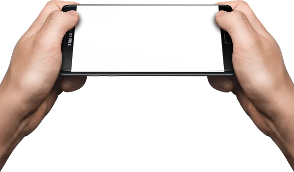 Hands Holding Smartphone Horizontally PNG Transparent Background