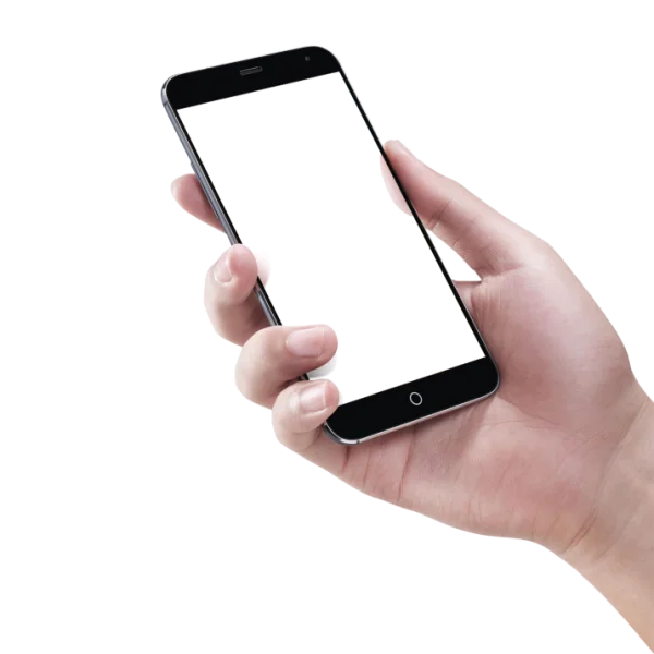 Hand Holding Smartphone with Blank Screen PNG