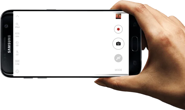 Hand Holding Samsung Phone Camera App PNG