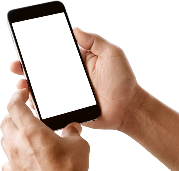 Hands Holding Smartphone Mockup PNG Transparent