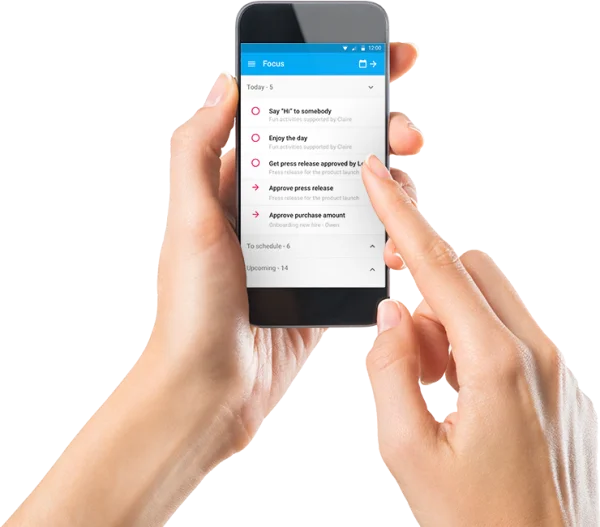 Hand Holding Smartphone with Focus App PNG Transparent