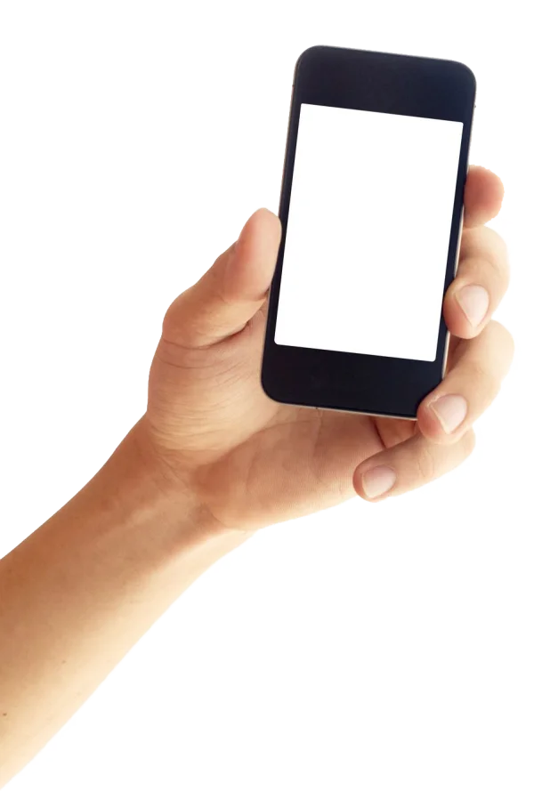 Hand Holding Smartphone with Blank Screen PNG