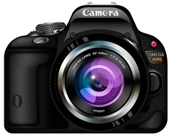 Black DSLR Camera Vector Illustration PNG