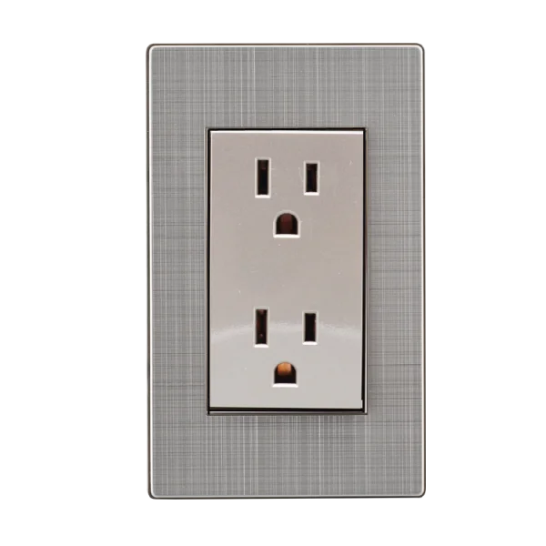 Brushed Metal Electrical Wall Outlet PNG Transparent