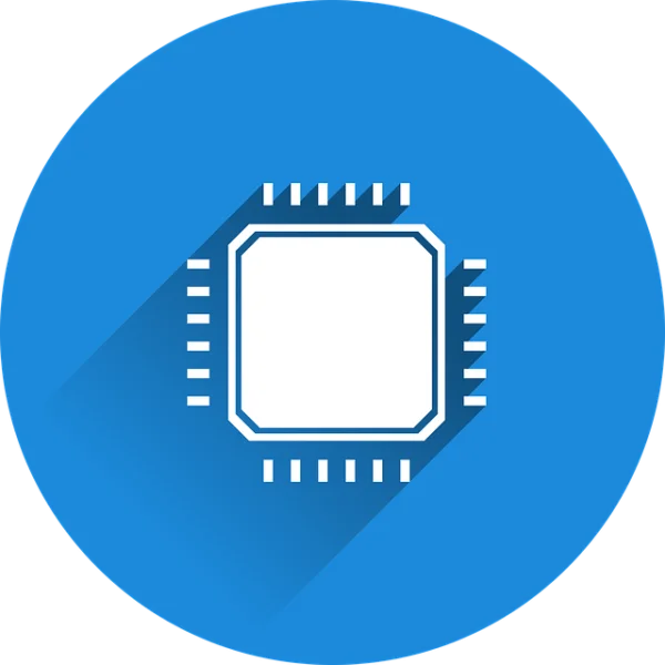 Blue Computer Chip Icon PNG Transparent