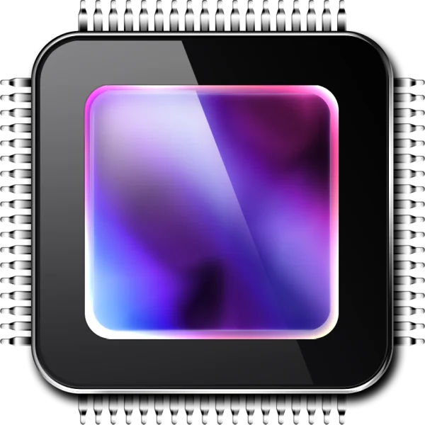Glossy Modern CPU Chip Icon PNG