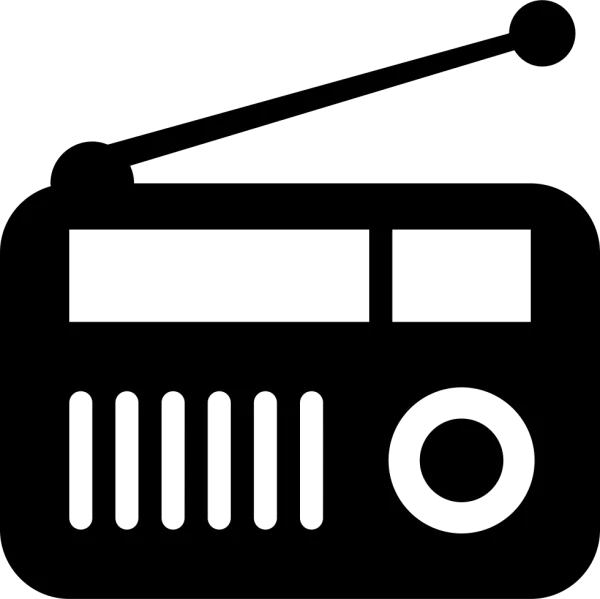 Black Radio Icon with Antenna PNG Transparent