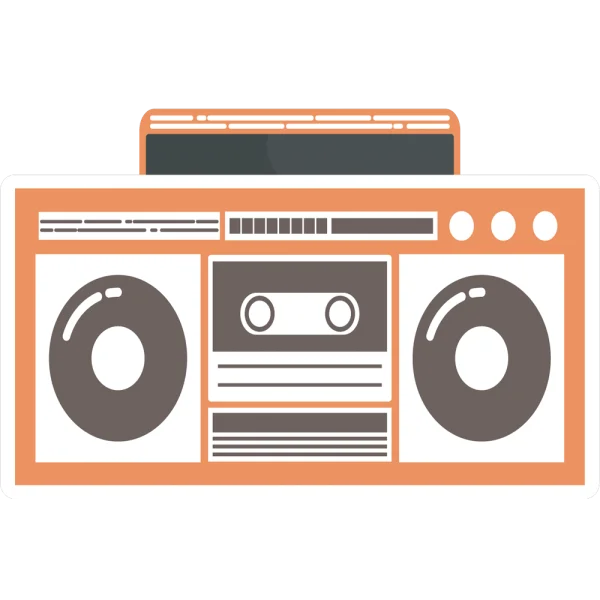 Retro Boombox Cassette Player PNG Transparent
