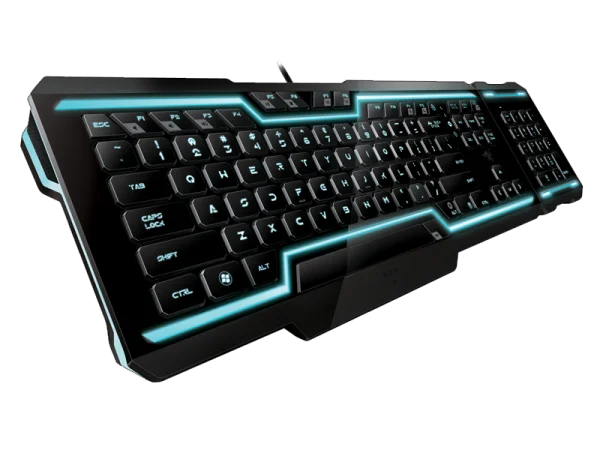 Black Gaming Keyboard with Blue Backlight PNG