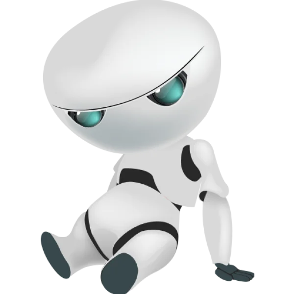 Cute White Robot Character PNG Transparent