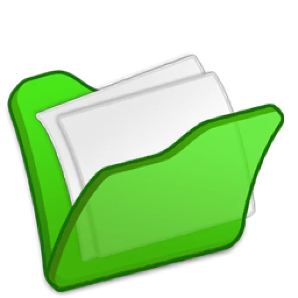 Bright Green Folder with Documents PNG