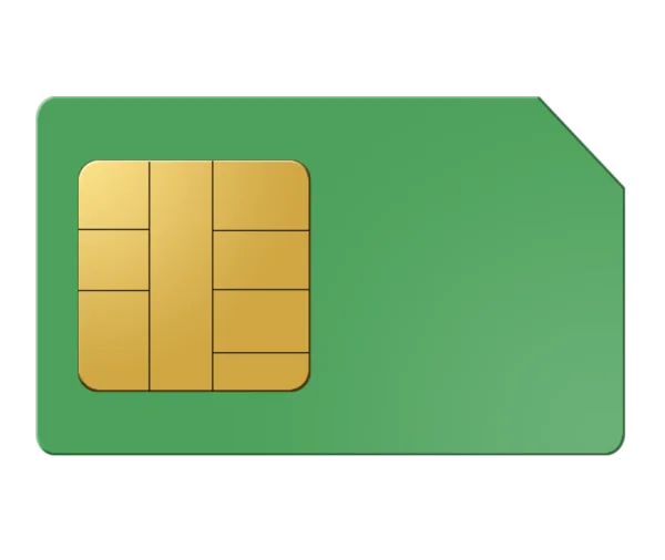 Green SIM Card with Gold Chip PNG Transparent Background