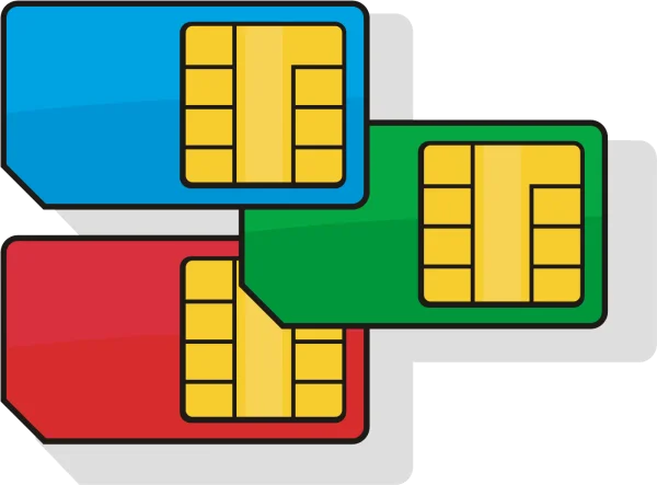 Colorful SIM Cards Stacked PNG