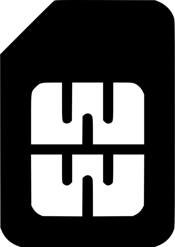 Black SIM Card Icon PNG Transparent Background