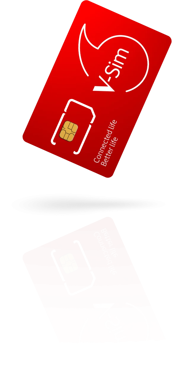 Red V-Sim Card PNG Transparent Background