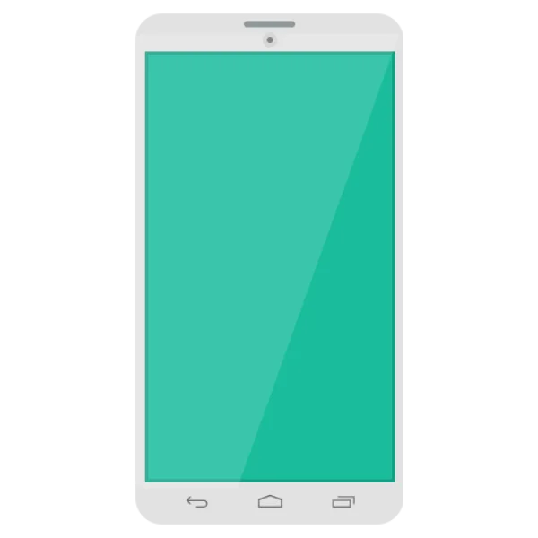 Flat White Smartphone with Teal Screen PNG