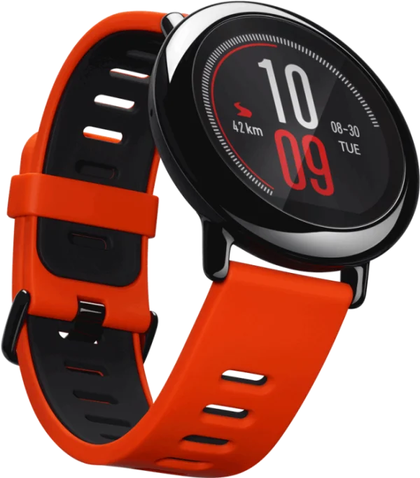 Orange Smartwatch with Fitness Tracker Display PNG