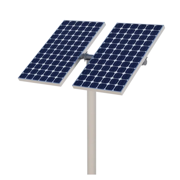 Dual Solar Panels on Pole PNG