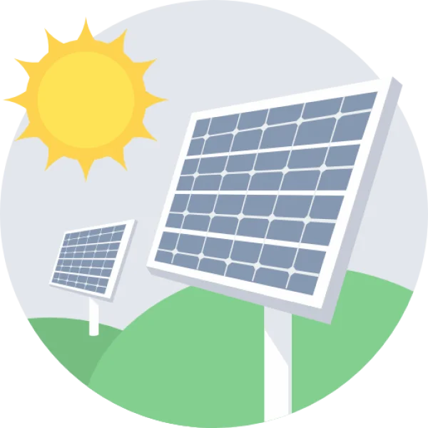 Solar Panels with Sun PNG Transparent