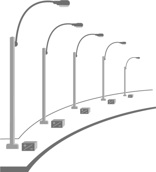 Streetlights on Curved Road PNG