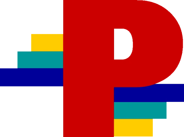 Red Letter P with Colorful Horizontal Bars PNG