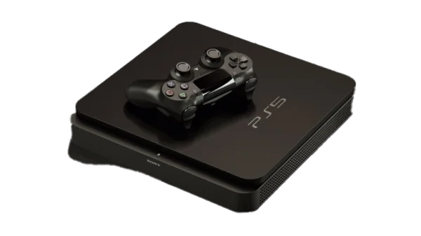 Black PlayStation 5 Console with DualSense Controller PNG