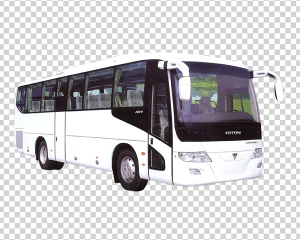 White Foton Passenger Bus PNG Transparent Background