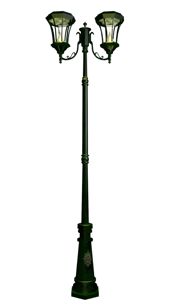 Vintage Dark Green Double Street Lamp PNG Transparent Background