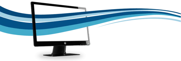 Computer Monitor with Blue Waves PNG Transparent