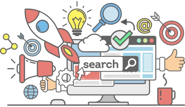 Digital Marketing SEO Strategy Illustration PNG