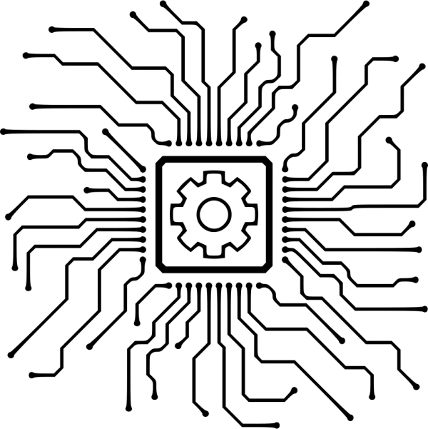 Circuit Board with Gear Icon PNG Transparent Background