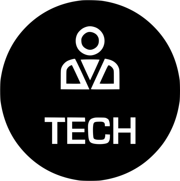 Black and White Tech Person Icon PNG