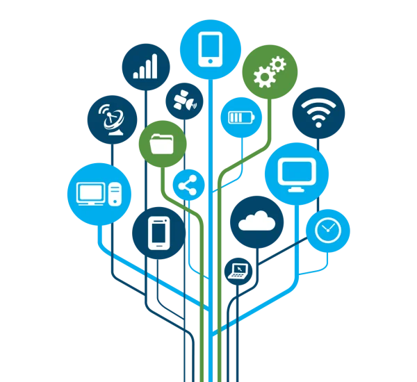 Digital Connectivity Network Tree Icons PNG