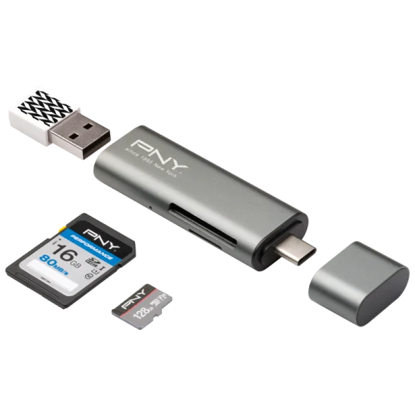 PNY Multi-Card Reader with SD and MicroSD Cards PNG
