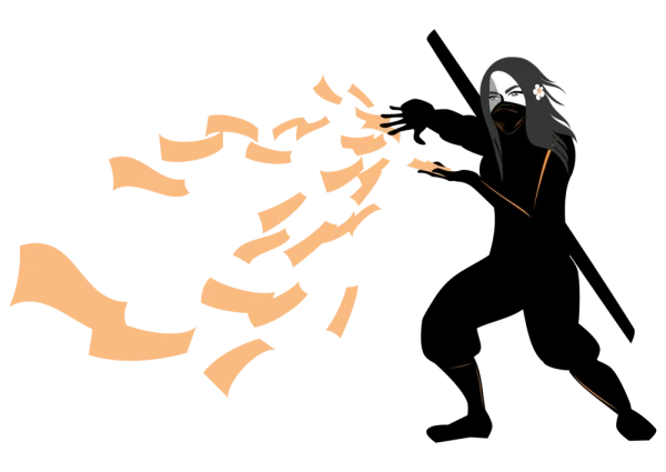 Woman with Face Mask and Flowing Abstract Elements PNG