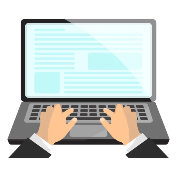 Hands Typing on Laptop PNG Transparent Background