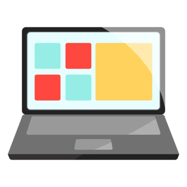 Laptop with Website Interface PNG Transparent Background