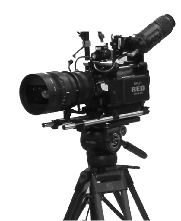 Professional RED Cinema Camera on Tripod PNG