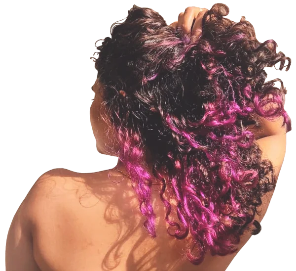 Curly Hair with Purple Highlights PNG Transparent Background