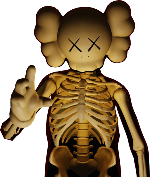 KAWS Style Skeleton Art PNG Transparent Background