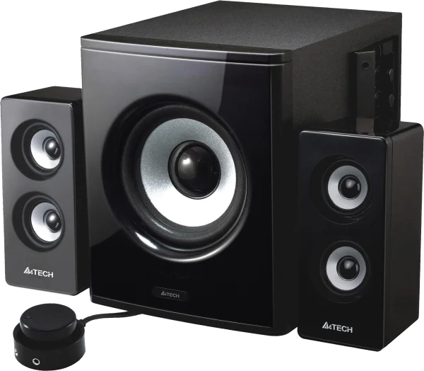 Black 2.1 Speaker System with Subwoofer PNG Transparent Background