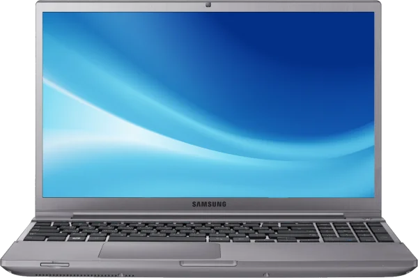 Samsung Laptop with Blue Screen Transparent Background