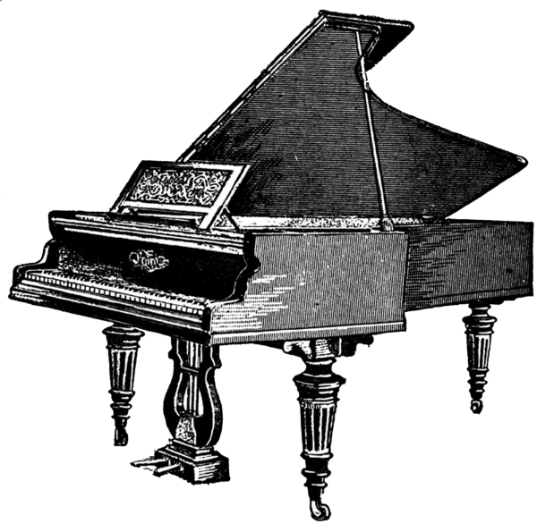 Vintage Grand Piano Illustration PNG Transparent