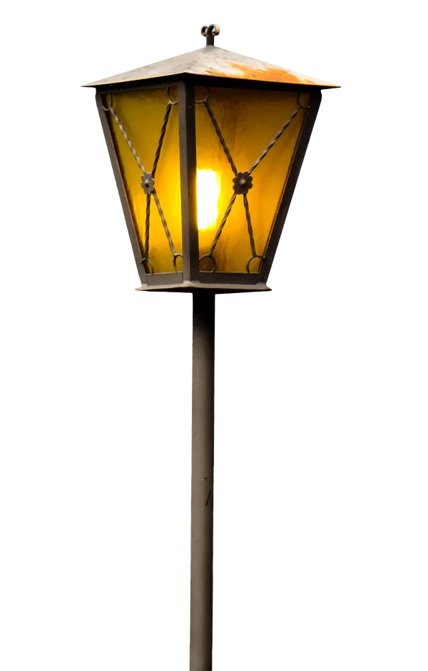 Vintage Street Lamp PNG with Warm Glow