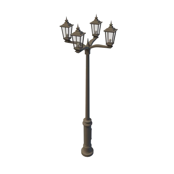 Classic Four-Lantern Street Lamp PNG Transparent Background