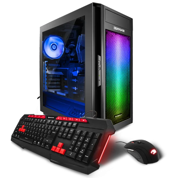 Gaming PC Setup with Keyboard and Mouse PNG