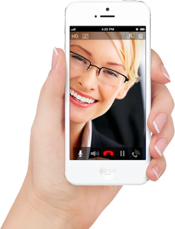 Hand Holding Smartphone with Video Call PNG