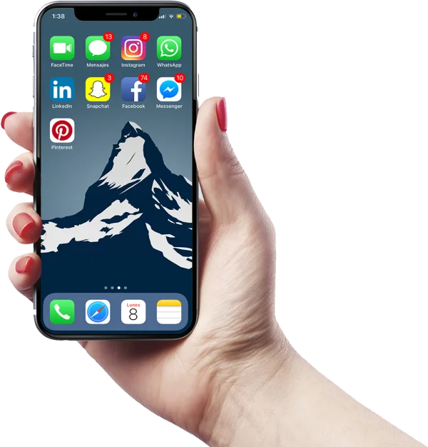 Hand Holding iPhone Social Media Apps PNG