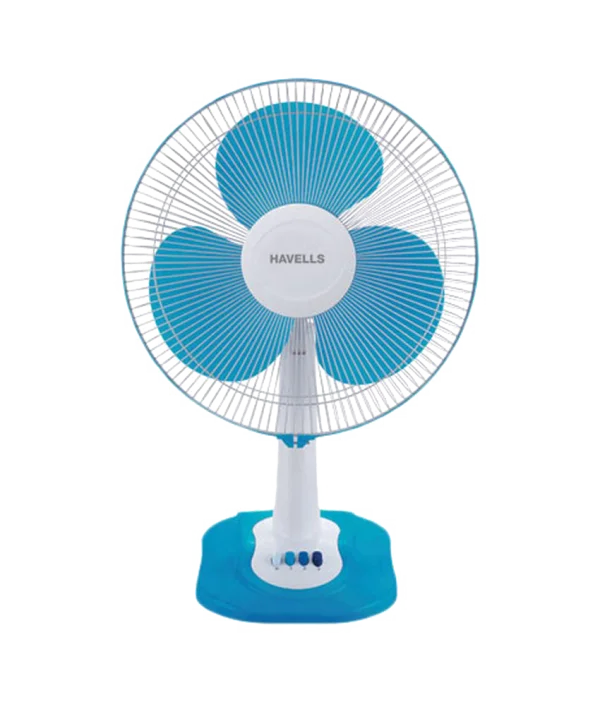 Havells Table Fan Blue and White PNG Transparent Background