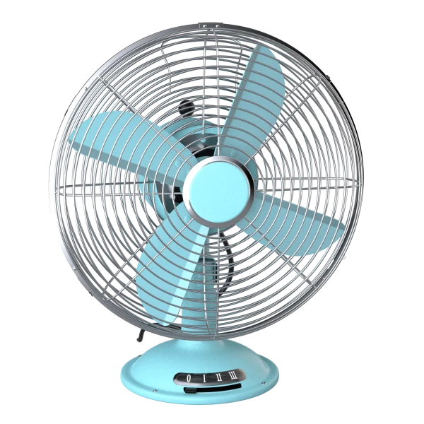 Retro Blue Table Fan PNG Transparent Background